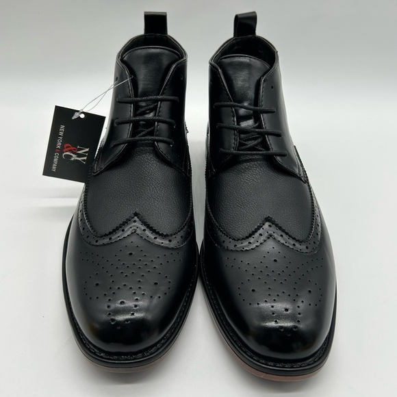 Men’s Black Dress Boots Wingtip Oxford Ankle Boots, Classic Lace-Up, Size 8 NWT - Picture 5 of 11
